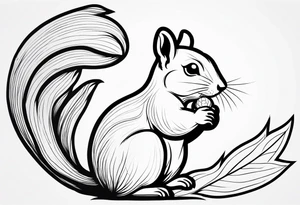 cute squirrel with a nut tattoo idea