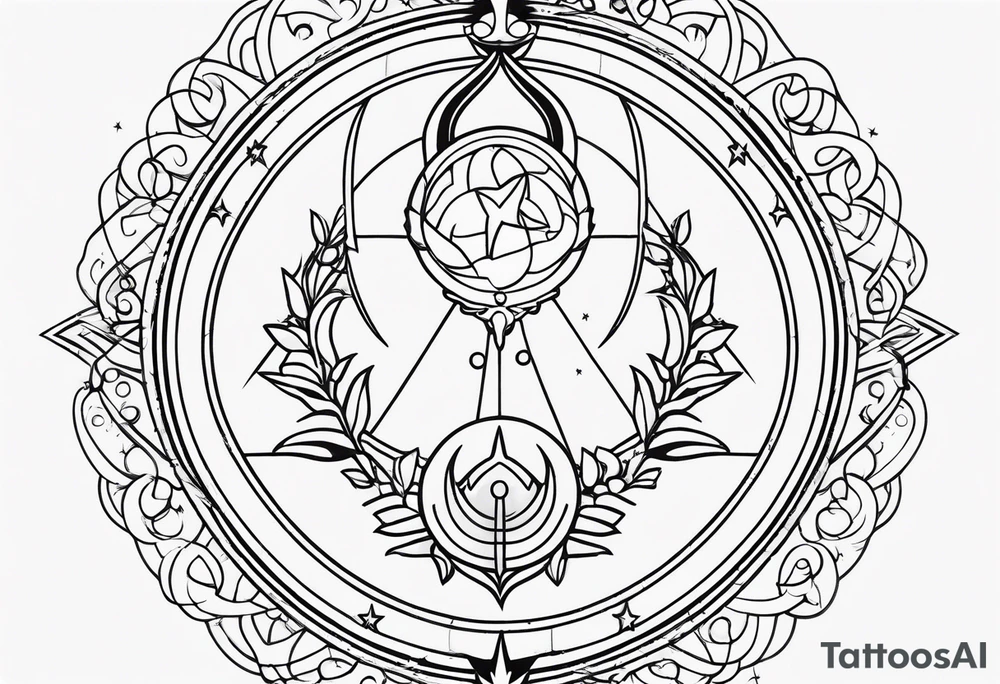Sailor moon wand outline tattoo idea