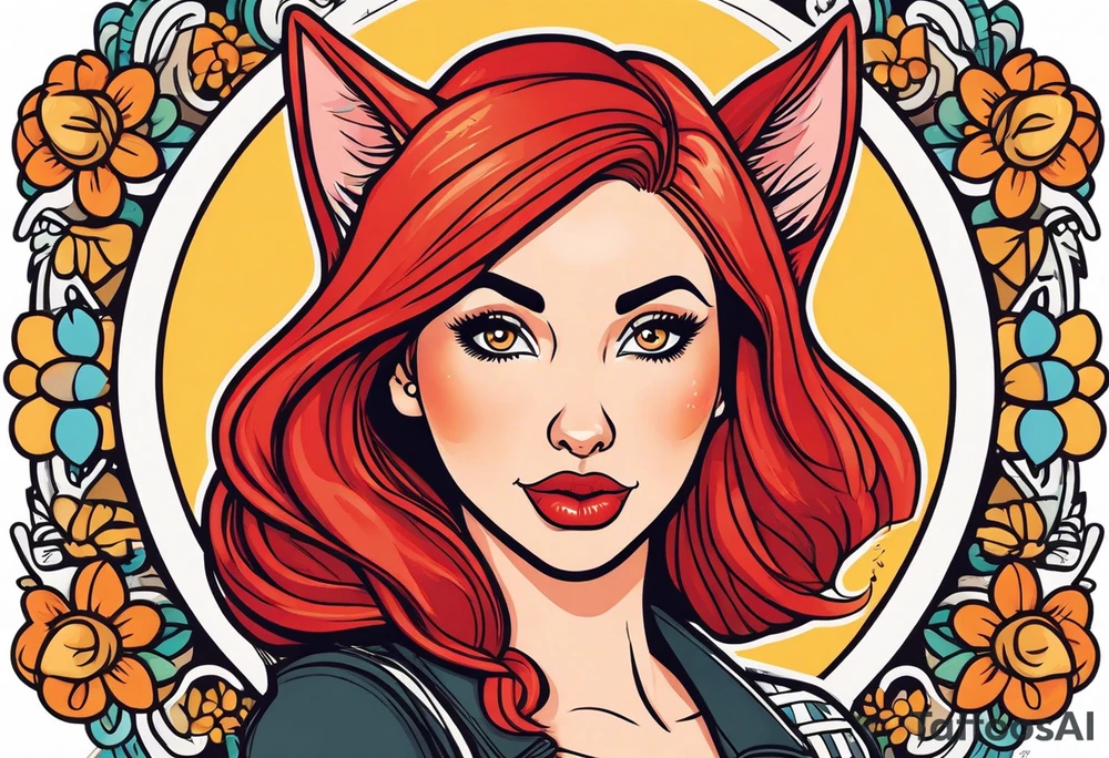 red hair woman with German shepherd dog tattoo idea
