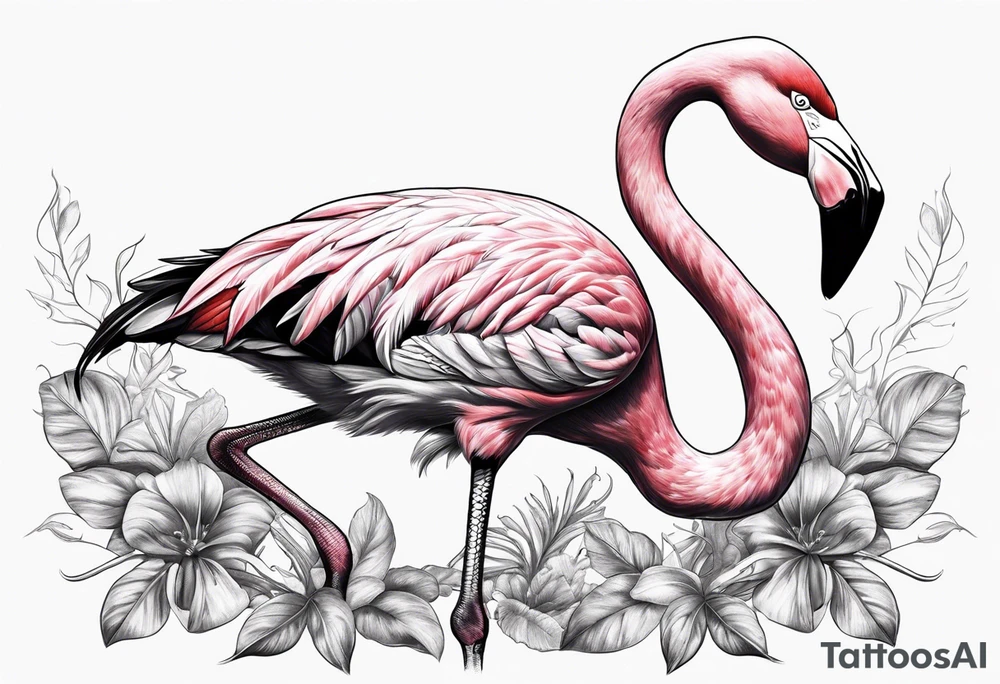 Flamingo with scorpion lower body tattoo idea