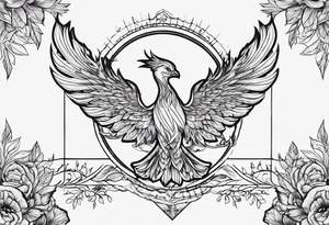 pheonix fine linework arrows tattoo idea