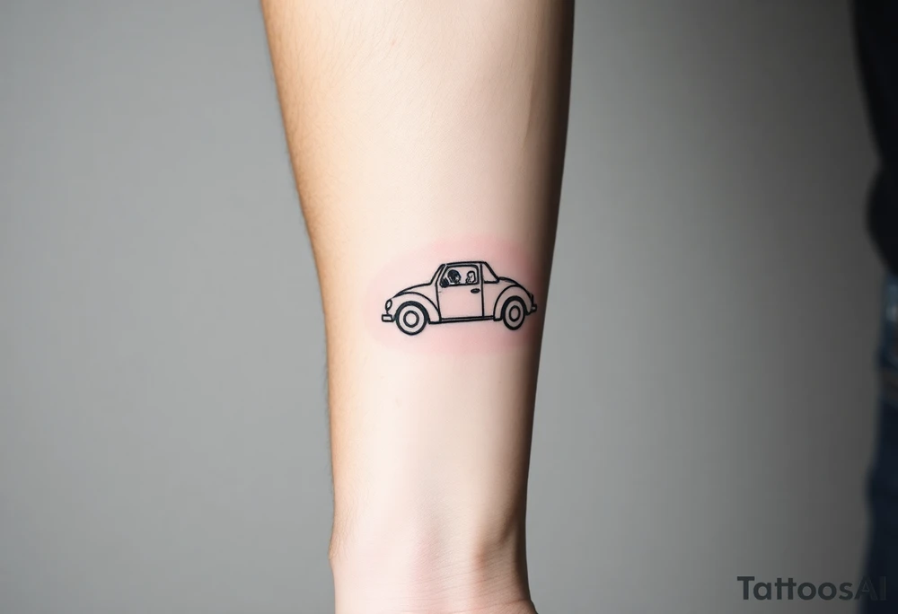 Lady bug driving car tattoo idea