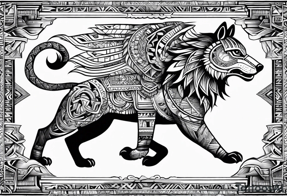 Aztec animal tattoo idea