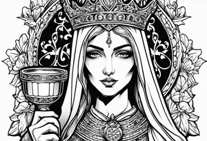 Female saint holding a chalice tattoo idea