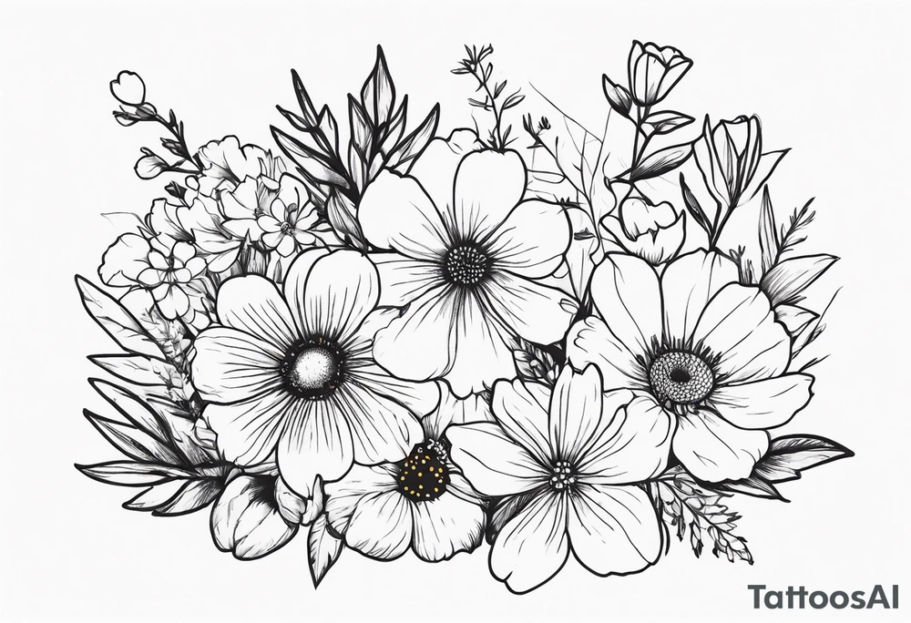 wildflower bouquet tattoo idea