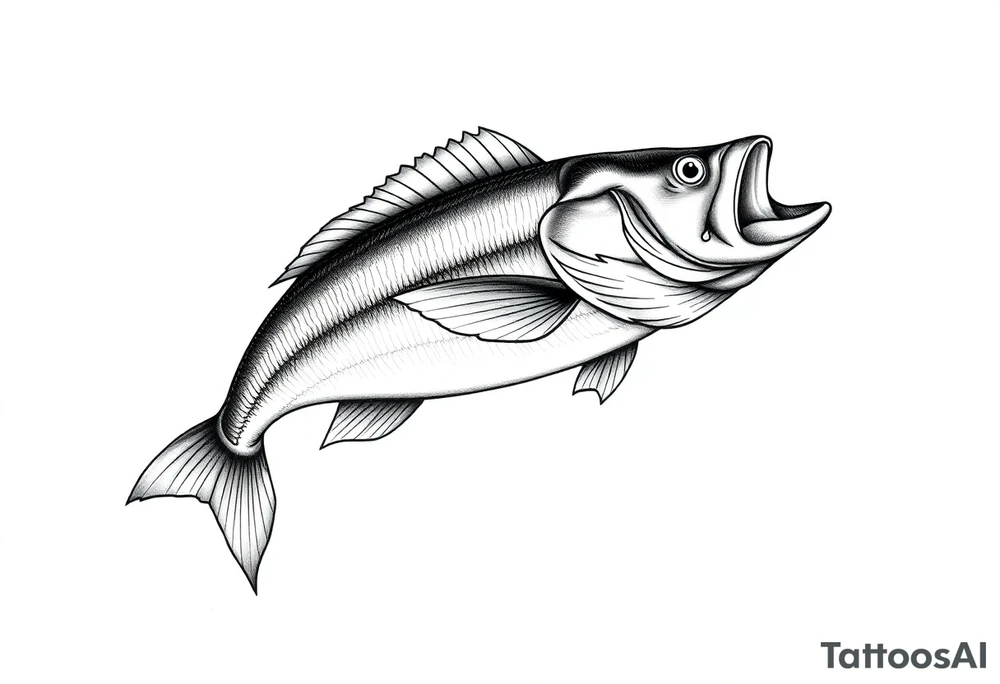 fish bass full sleeve under water tattoo idea