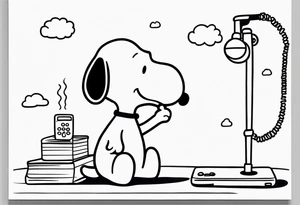 fine line snoopy on the phone tattoo idea