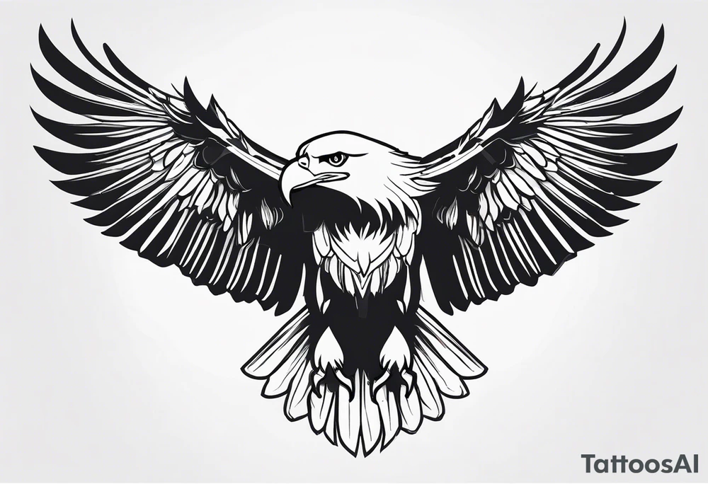 Top down view of a bald eagle with its wings spread tattoo idea
