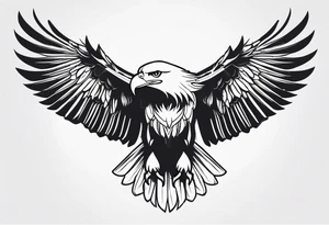 Top down view of a bald eagle with its wings spread tattoo idea