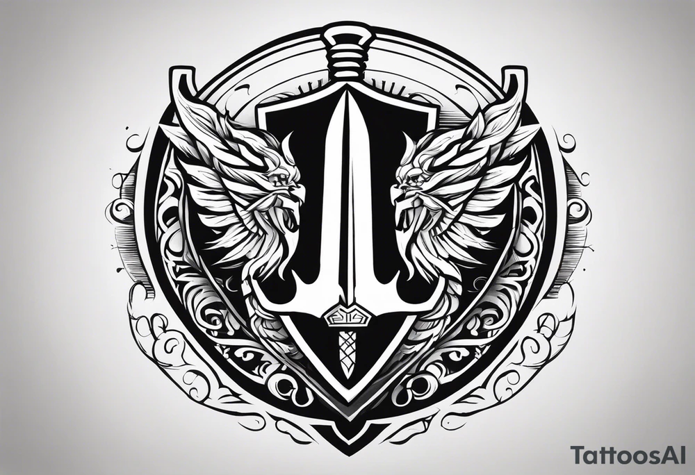 Valhalla steps shield sword tattoo idea