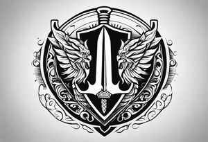 Valhalla steps shield sword tattoo idea