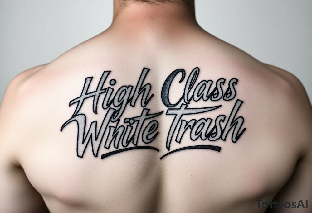 Script tattoo of High Class White Trash tattoo idea