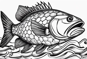 Jewfish on a log with a soccer ball tattoo idea