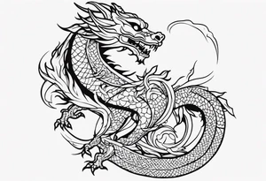 chinese dragon wrapping around day of the dead skeleton tattoo idea