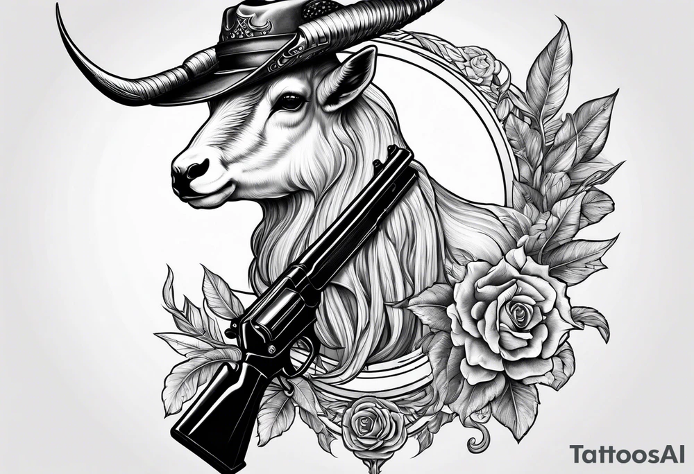 capricorn with sunglasses and shotgun tattoo idea