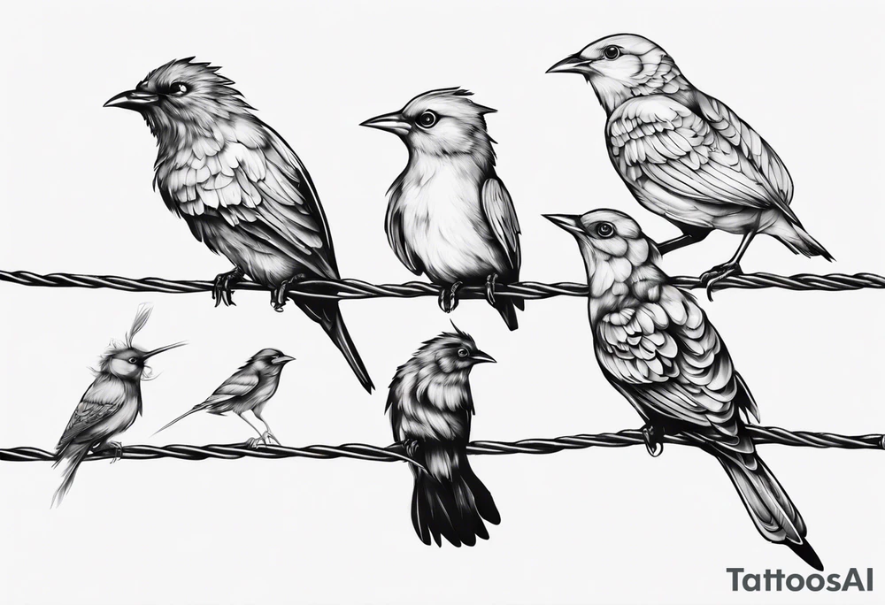 Three birds on a wire tattoo idea