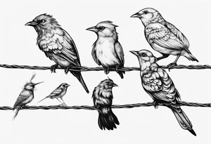 Three birds on a wire tattoo idea