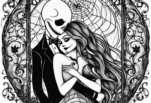 couples nightmare before Christmas with we're simply meant to be written tattoo idea