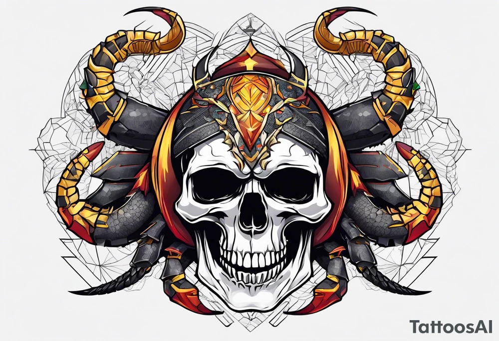 Skull tattoo with a large scorpion tattoo idea