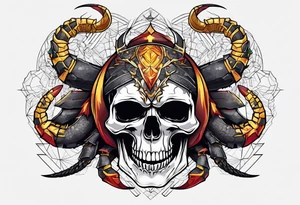 Skull tattoo with a large scorpion tattoo idea