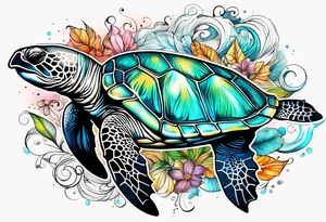 Turtle, manatee, dolphin tattoo idea