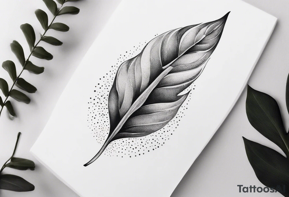 very simple design of leaves with flow , white background tattoo idea