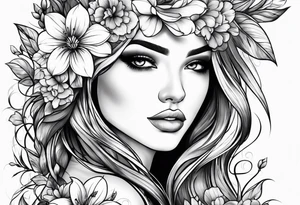 Girl flowers tattoo idea