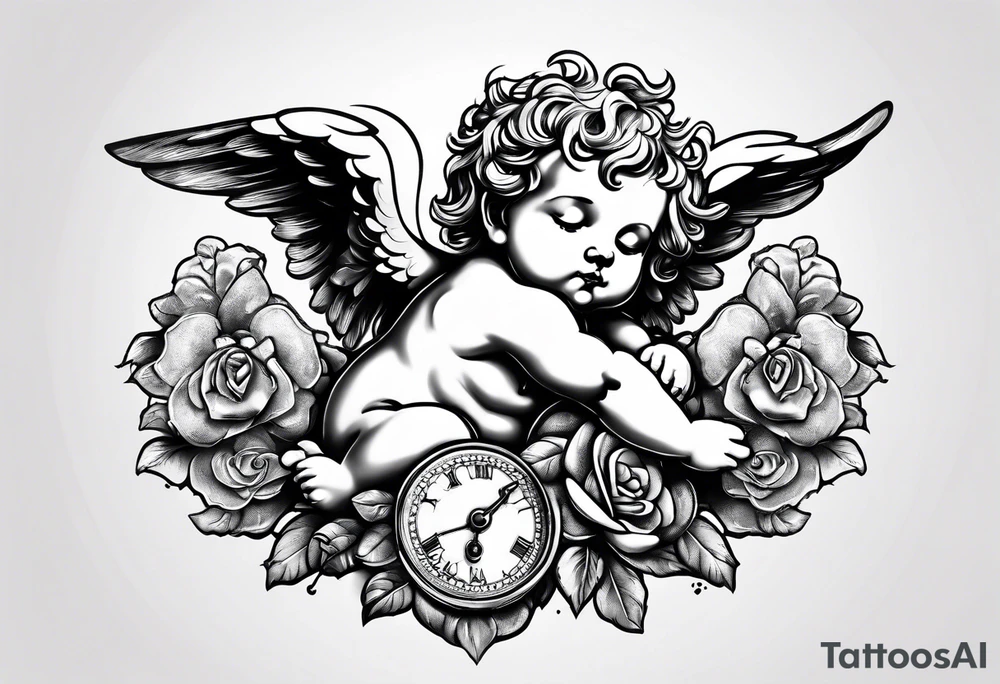 a cherub holding a money bag. make him sleeping tattoo idea
