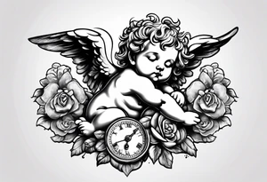a cherub holding a money bag. make him sleeping tattoo idea