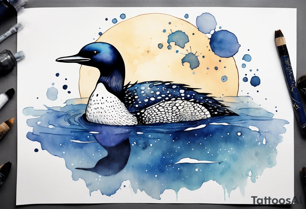 a loon wearing a dark blue cloak tattoo idea