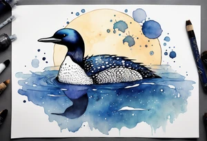 a loon wearing a dark blue cloak tattoo idea