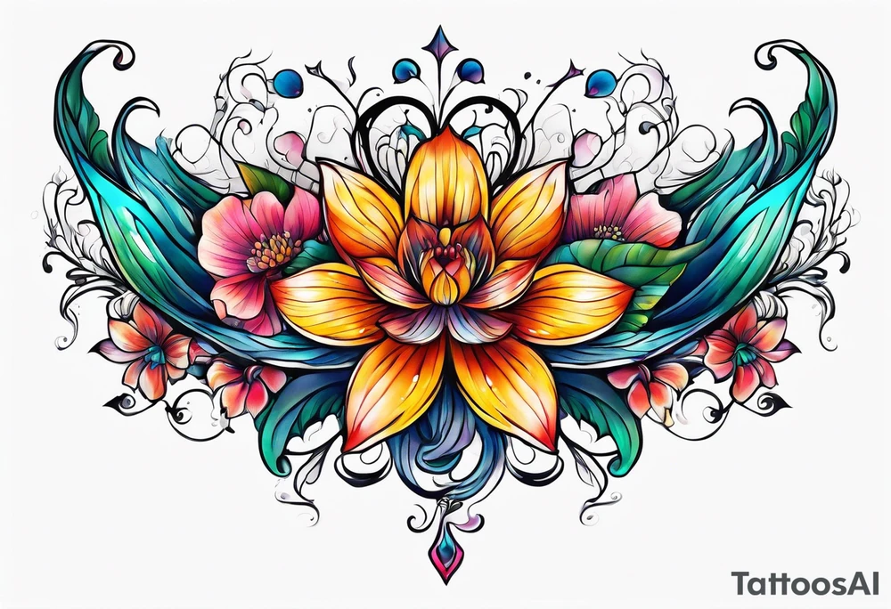 sea, flower tattoo idea