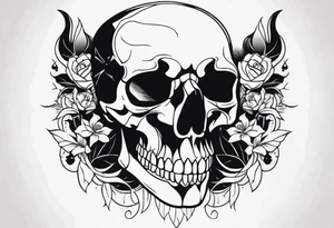 skull open in two half for reveal a girl tattoo idea