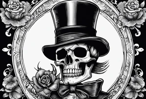 old time skeleton wearing a top hat holding a holy bible tattoo idea