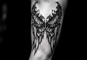 Arm sleeve for men with angels wings tattoo idea