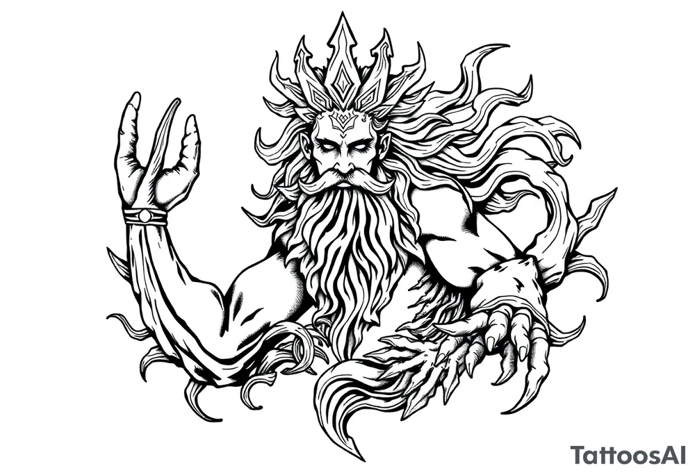 god of sea under water tattoo idea