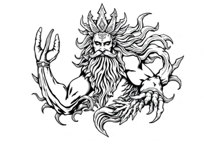 god of sea under water tattoo idea
