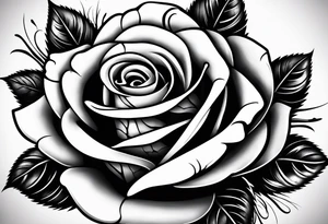 A black tattoo with a rose growing out of a bullet tattoo idea