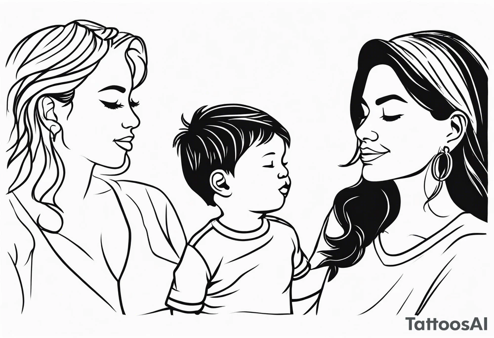 Mom with son and daughter tattoo idea