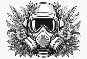 plants growing around a hazmat suit mask tattoo idea