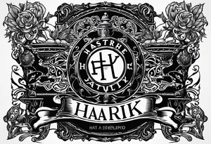 Vintage style tattoo with the word, "HARK" tattoo idea