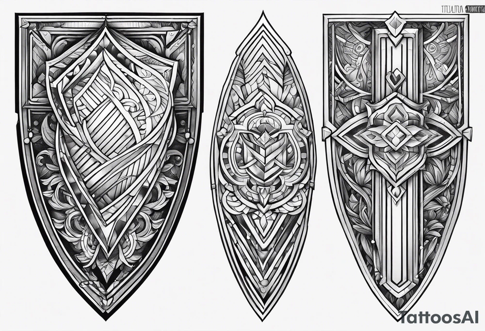 Leg shield tattoo tattoo idea