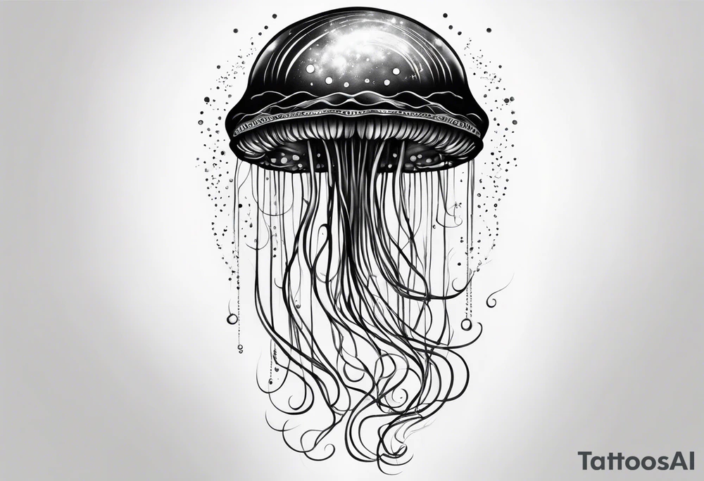 A galaxy inside a long slender jellyfish tattoo idea