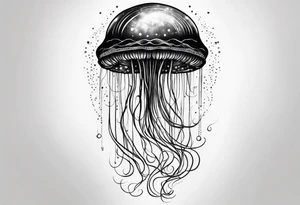 A galaxy inside a long slender jellyfish tattoo idea