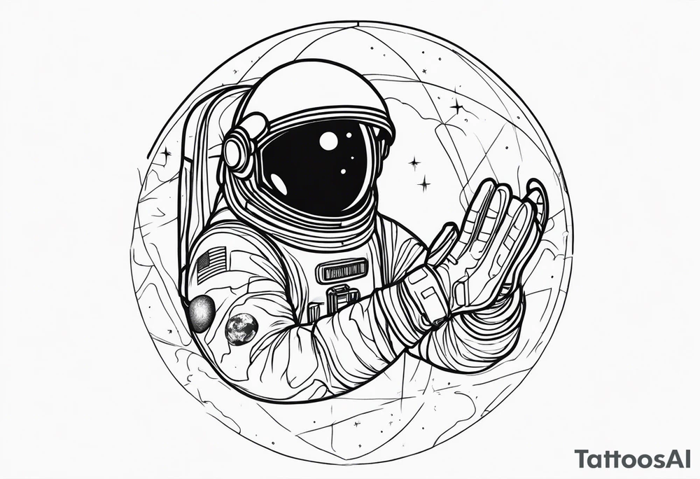 glove of an astronaut suit holding the earth tattoo idea