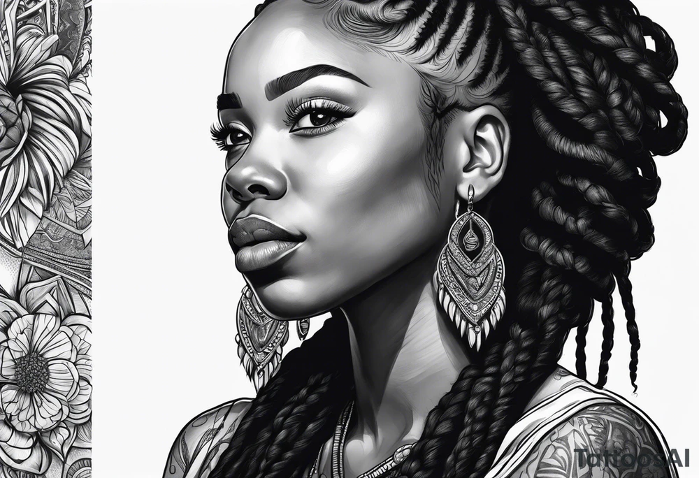 Black woman with locs tattoo idea
