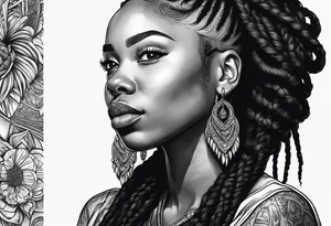Black woman with locs tattoo idea