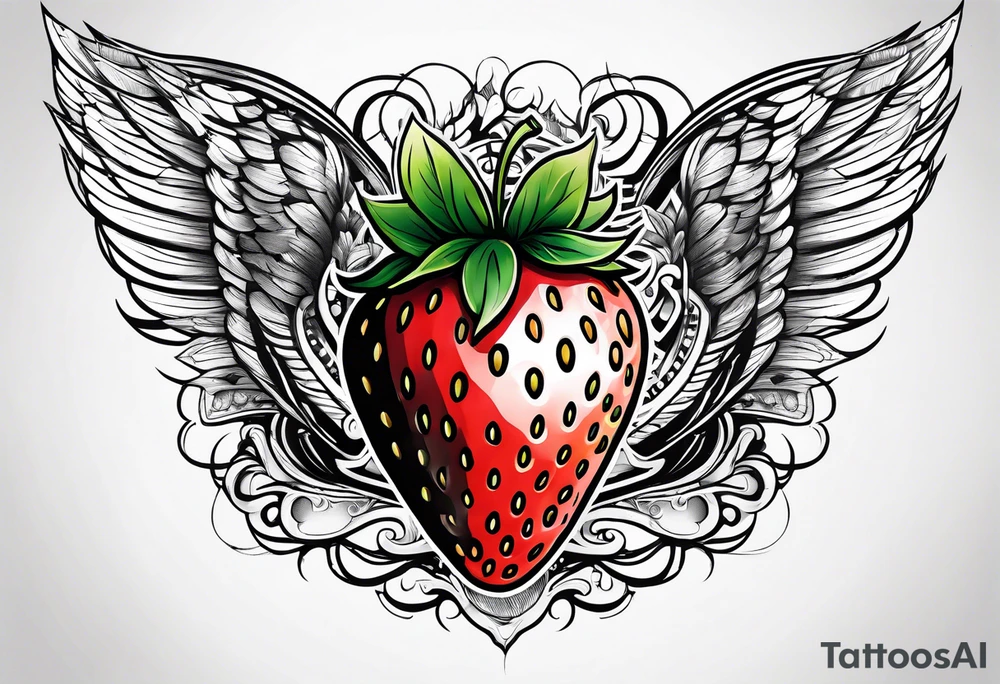 A Strawberry with wings tattoo idea