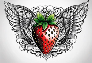 A Strawberry with wings tattoo idea