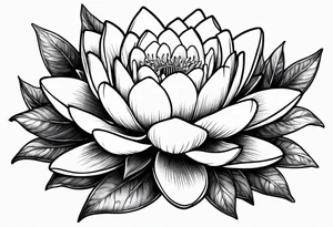 Water lily and larkspur bouquet tattoo idea
